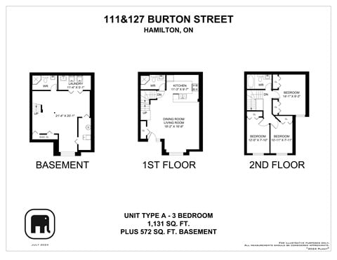 Floor plan for 3 beds, 2 baths